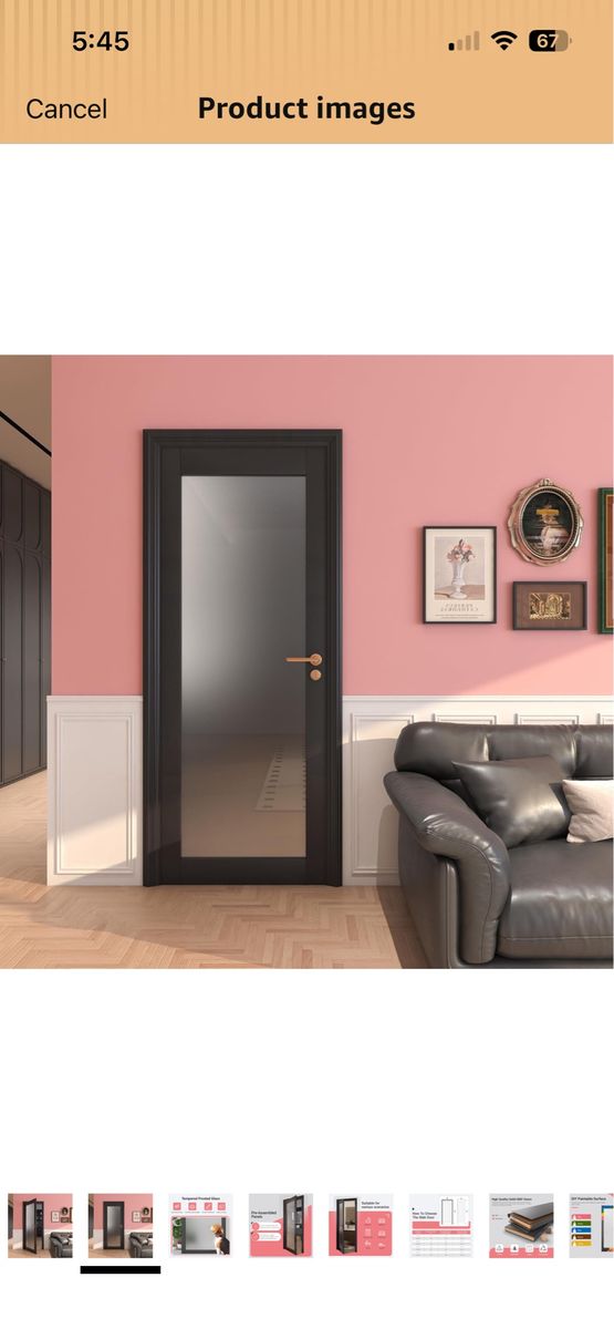 32” x 80” Frosted Glass interior Black Door