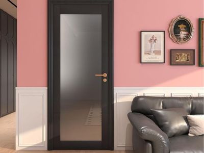 32” x 80” Frosted Glass interior Black Door