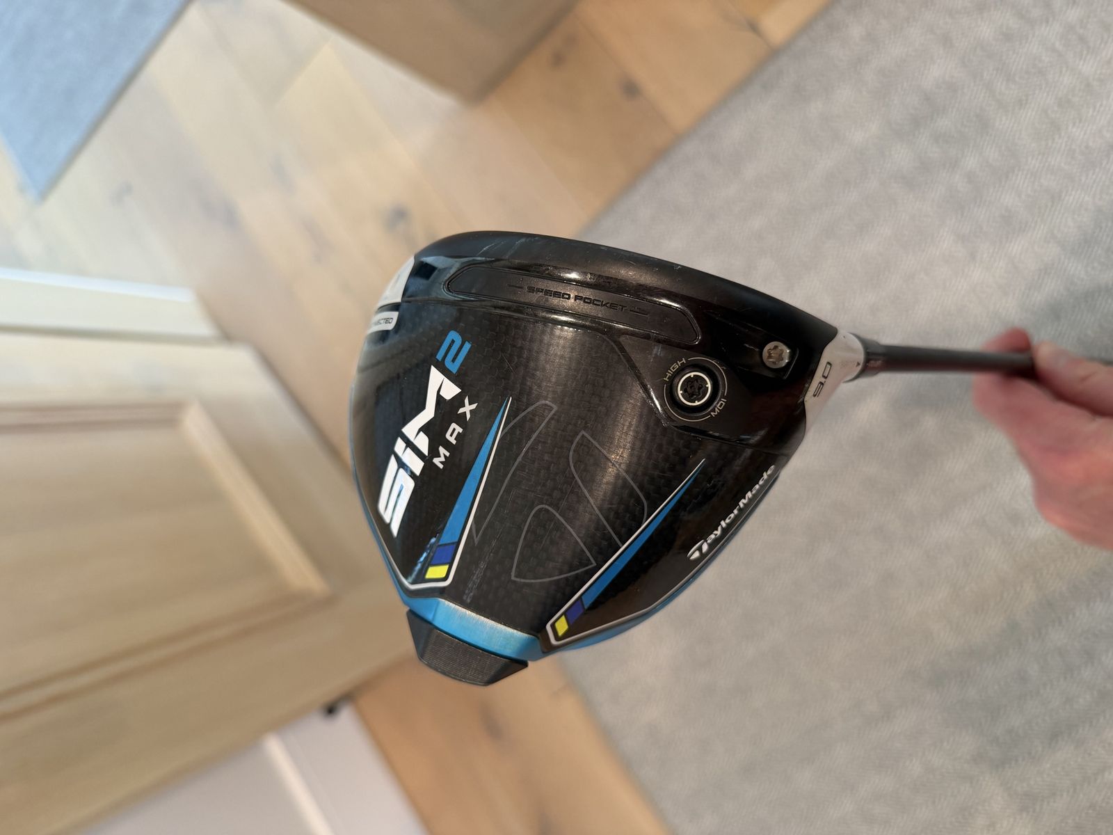 TaylorMade SIM2 Max Driver - 9.0 Loft, HZRDUS Smoke RDX 6.0 Stiff Shaft