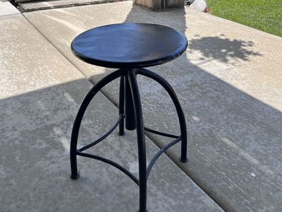 Heavy Duty Adjustable Height Black Metal Shop Stool