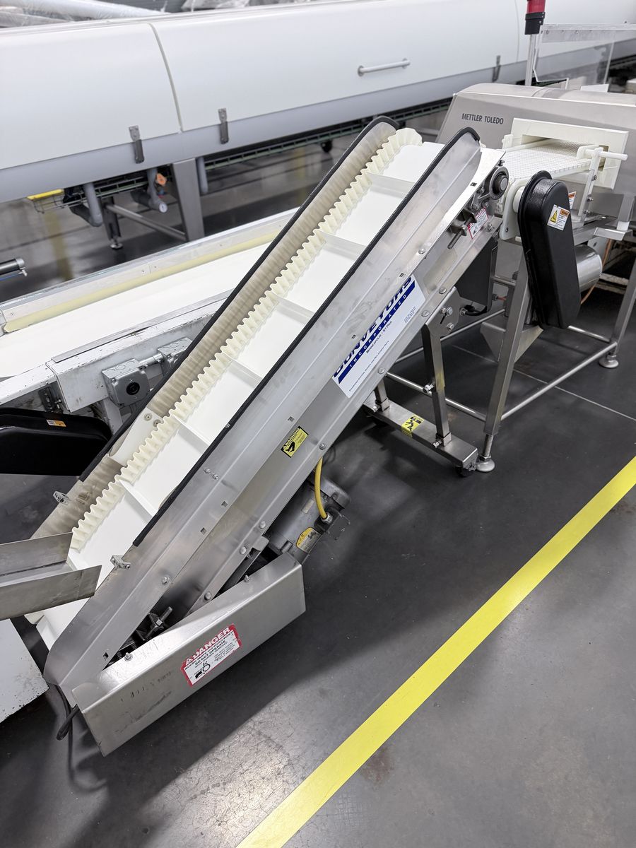 Stainless Cleated Incline Conveyor - Sanitary, on Casters - Z Conveyor - Lift Conveyor - $2950 OBO