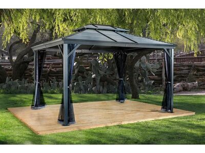 Ventura 10 ft. x 12 ft. Dark Grey Double Roof Rustproof Aluminum Framed Gazebo