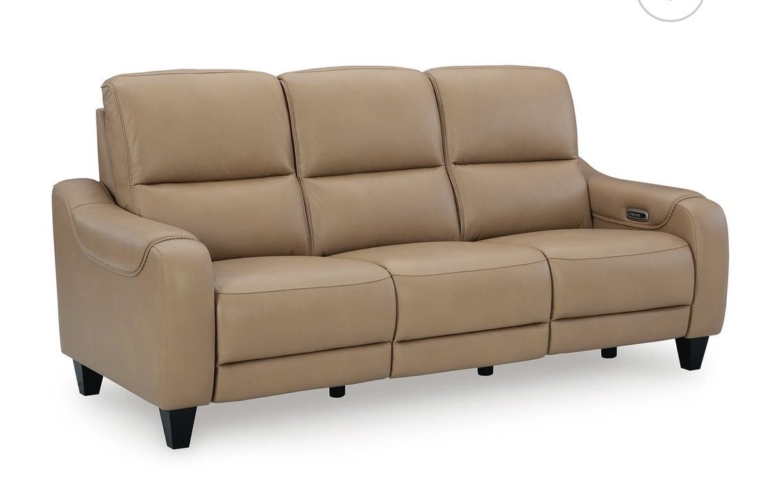 Mosswell - Power RecliningLeather  Sofa With Adj Headrest - new