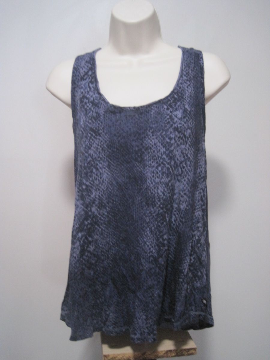 Rock & Republic Women's Large Dark Blue Snake Print Racerback Muscle Tank Top