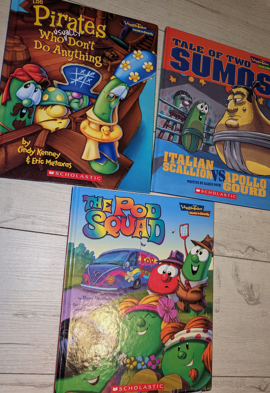 VTG Veggie Tales Values To Grow By Books Lot Of 3 Hardcover Scholastic