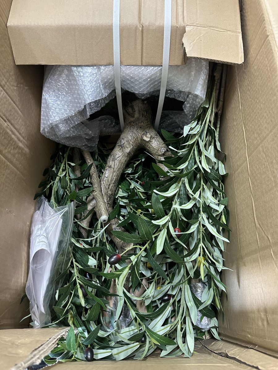 New in Box 8ft Premium Artificial Olive Tree – Realistic Trunk & Fruits
