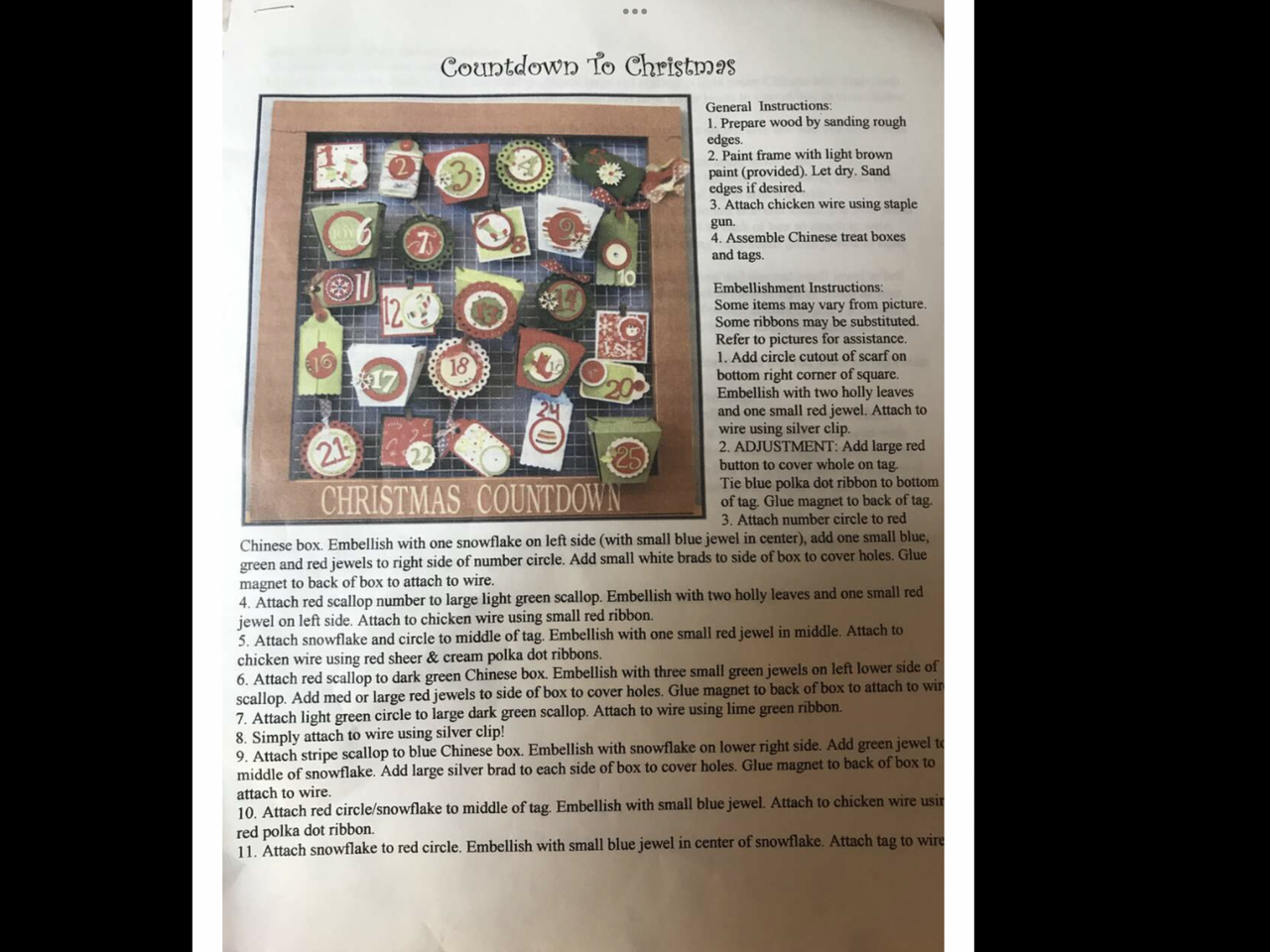 Countdown to Christmas Kit Partially Completed, New