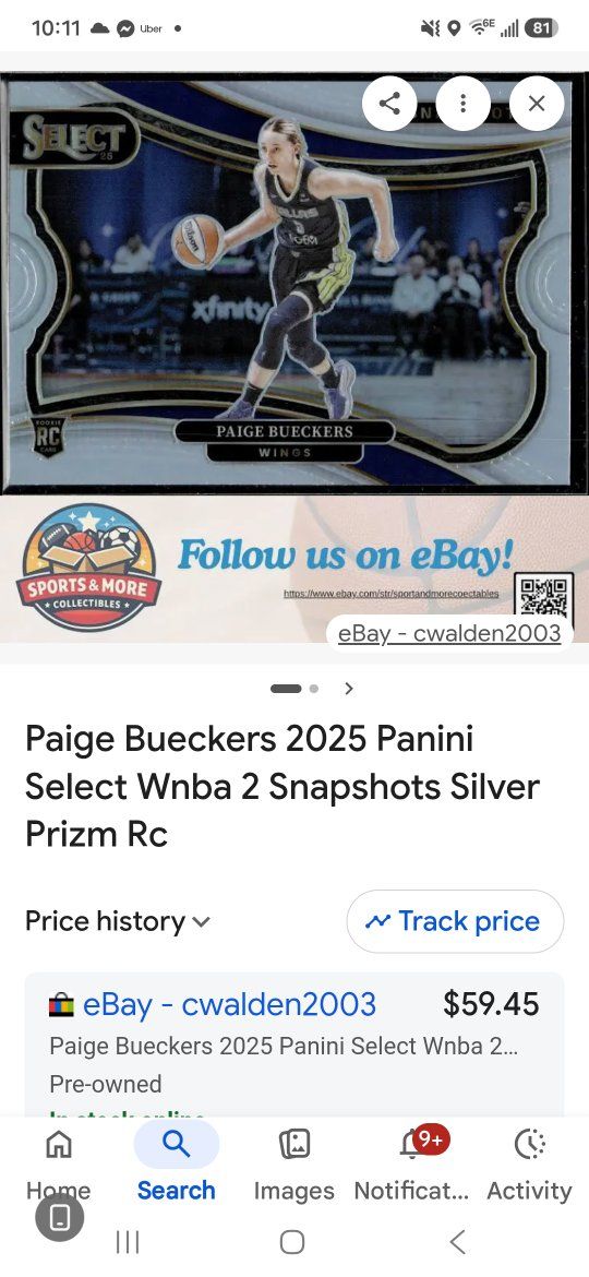 Paige Bueckers 2025 Panini Select WNBA 2 Snapshots Silver Prizm RC Basketball Card