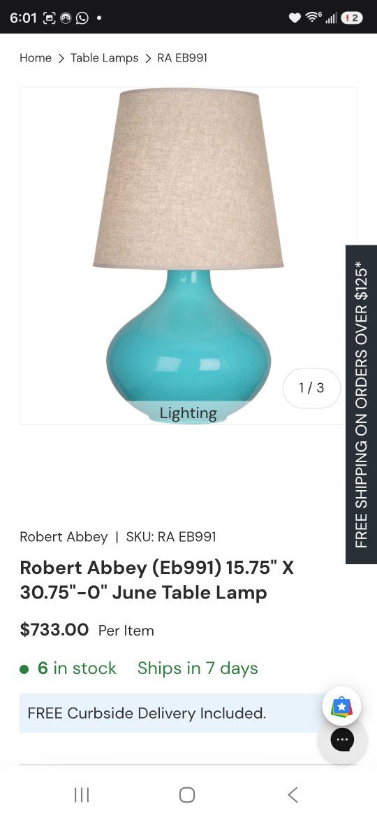Robert Abbey EB991 June Table Lamp - Aqua/Turquoise Base, Linen Shade, 30.75" Tall