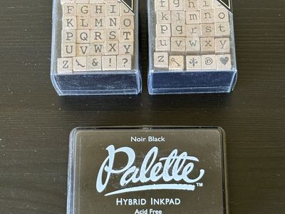 Hobby Lobby Wood Stamp Sets (Uppercase & Lowercase) with Palette Hybrid Inkpad - Craft Supplies