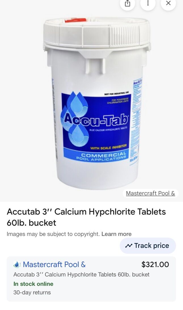 Accutab 3” hypochlorite tablets 60 pounds