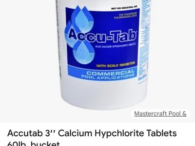 Accutab 3” hypochlorite tablets 60 pounds