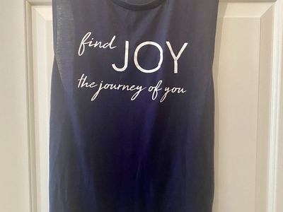 NEW! Women's Navy Blue Graphic Tank/Sleeveless Top Size XL - Find JOY The Journey Of You - C PIX