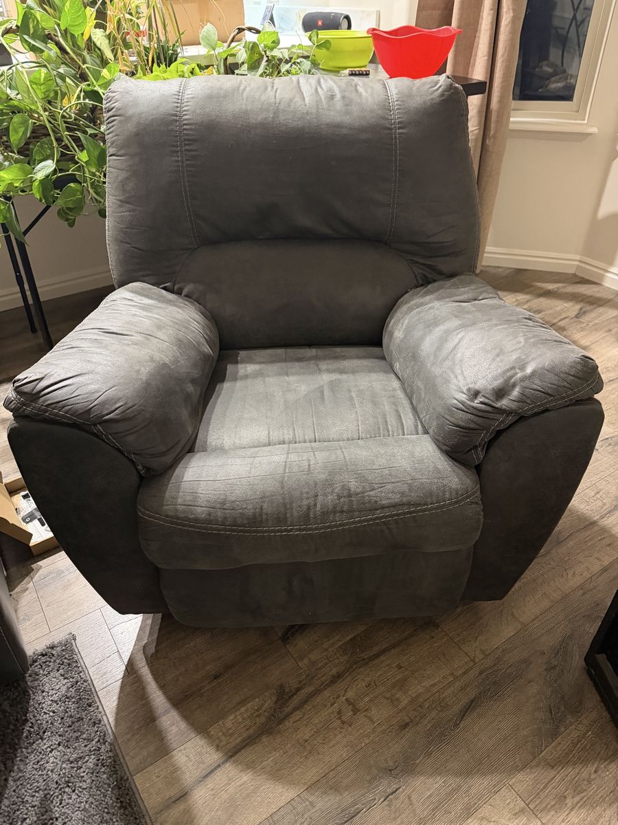 Grey Fabric Manual Recliner Armchair