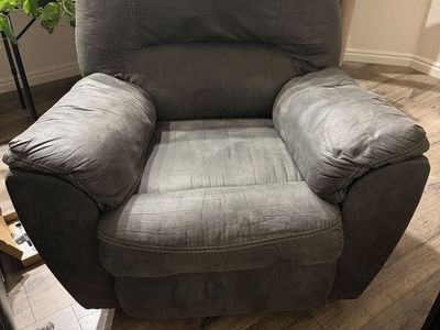Grey Fabric Manual Recliner Armchair