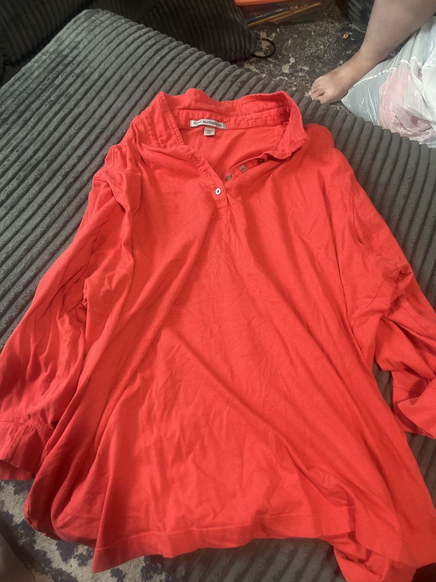 Port Authority Orange Long Sleeve Polo Shirt Women's Plus Size 3X