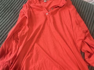 Port Authority Orange Long Sleeve Polo Shirt Women's Plus Size 3X