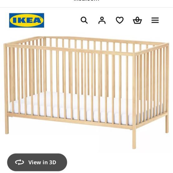 IKEA Sniglar Beech Wood Crib 27.5x52 with Mattress