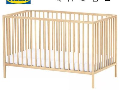 IKEA Sniglar Beech Wood Crib 27.5x52 with Mattress