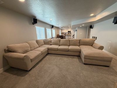 Large Oatmeal Ashley Sectional Couch with Chaise