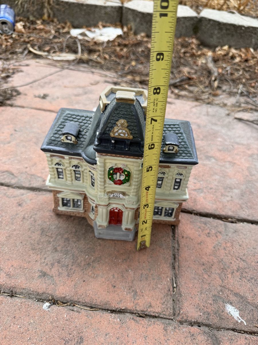 Ceramic Christmas Village City Hall Building Holiday Decor