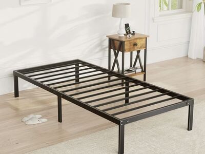 Twin Size Bed Frame Heavy Duty Metal Platform with Storage Space