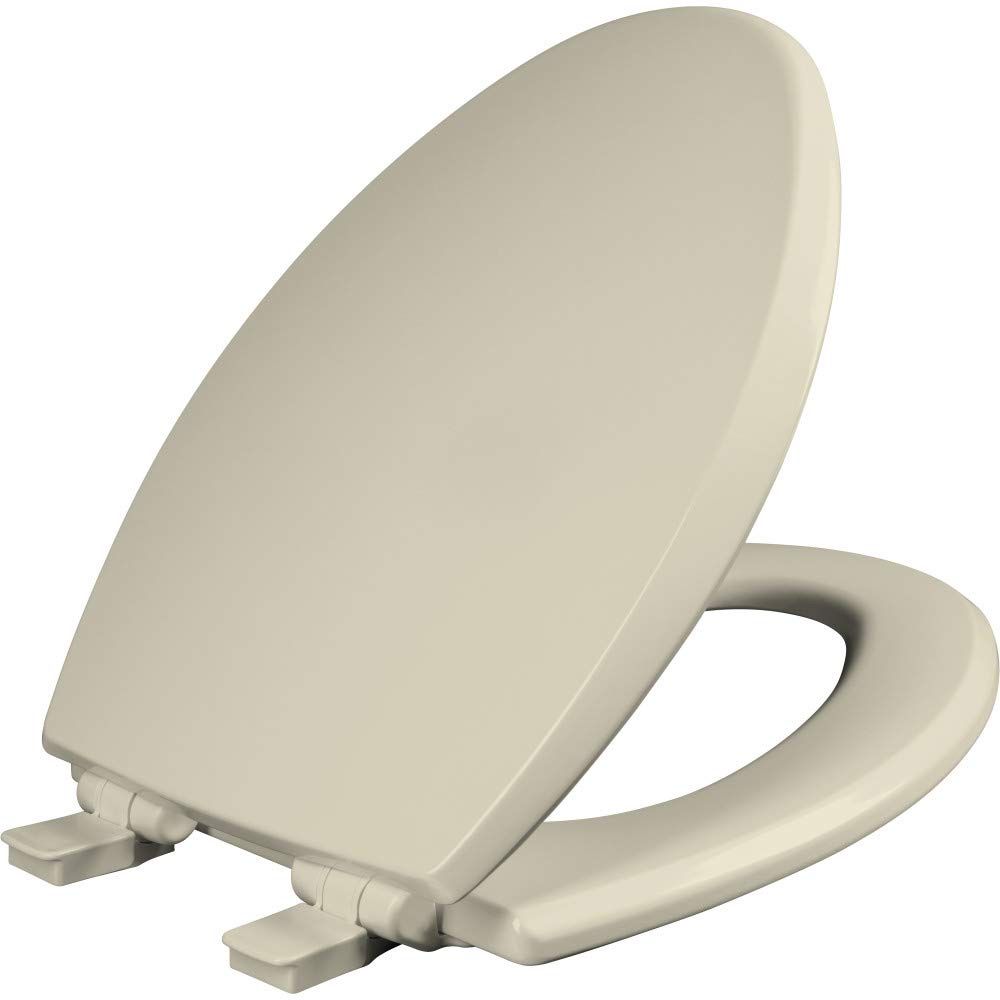 Mayfair Cassel Slow Close Toilet Seat, Easy Clean, Non Slip Premium Wood Seat, Easy Install, Made in USA, Elongated, Bone color