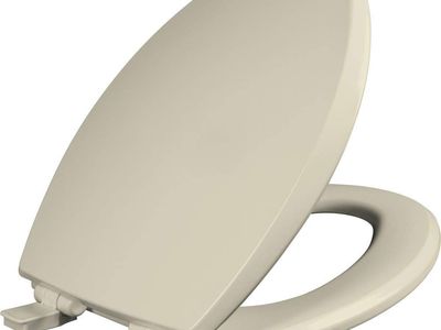 Mayfair Cassel Slow Close Toilet Seat, Easy Clean, Non Slip Premium Wood Seat, Easy Install, Made in USA, Elongated, Bone color