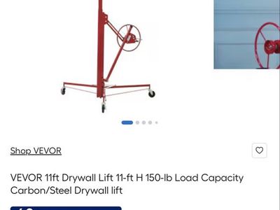 VEVOR 11ft Drywall Lift 150-lb Capacity Steel Sheetrock Hoist