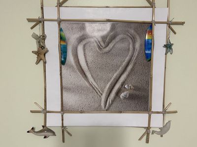 Large Coastal Beach-Themed Wall Art w/ Driftwood & Hanging Accents