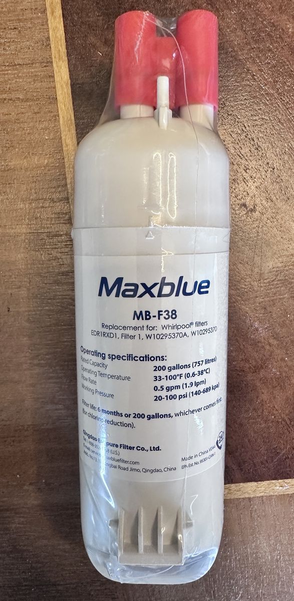 Water filter for Whirlpool, Maytag, KitchenAid, Kenmore refrigerators