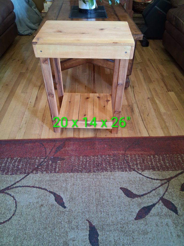 Hand-made rustic farmhouse style cedar end table