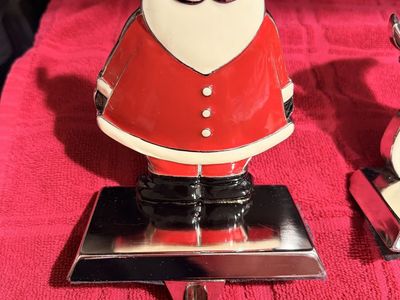 Metal Enamel Christmas Stocking Holder Mantle Hanger
