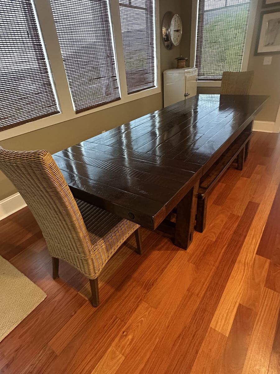 Beautiful Pottery Barn Solid Wood Table, Benches