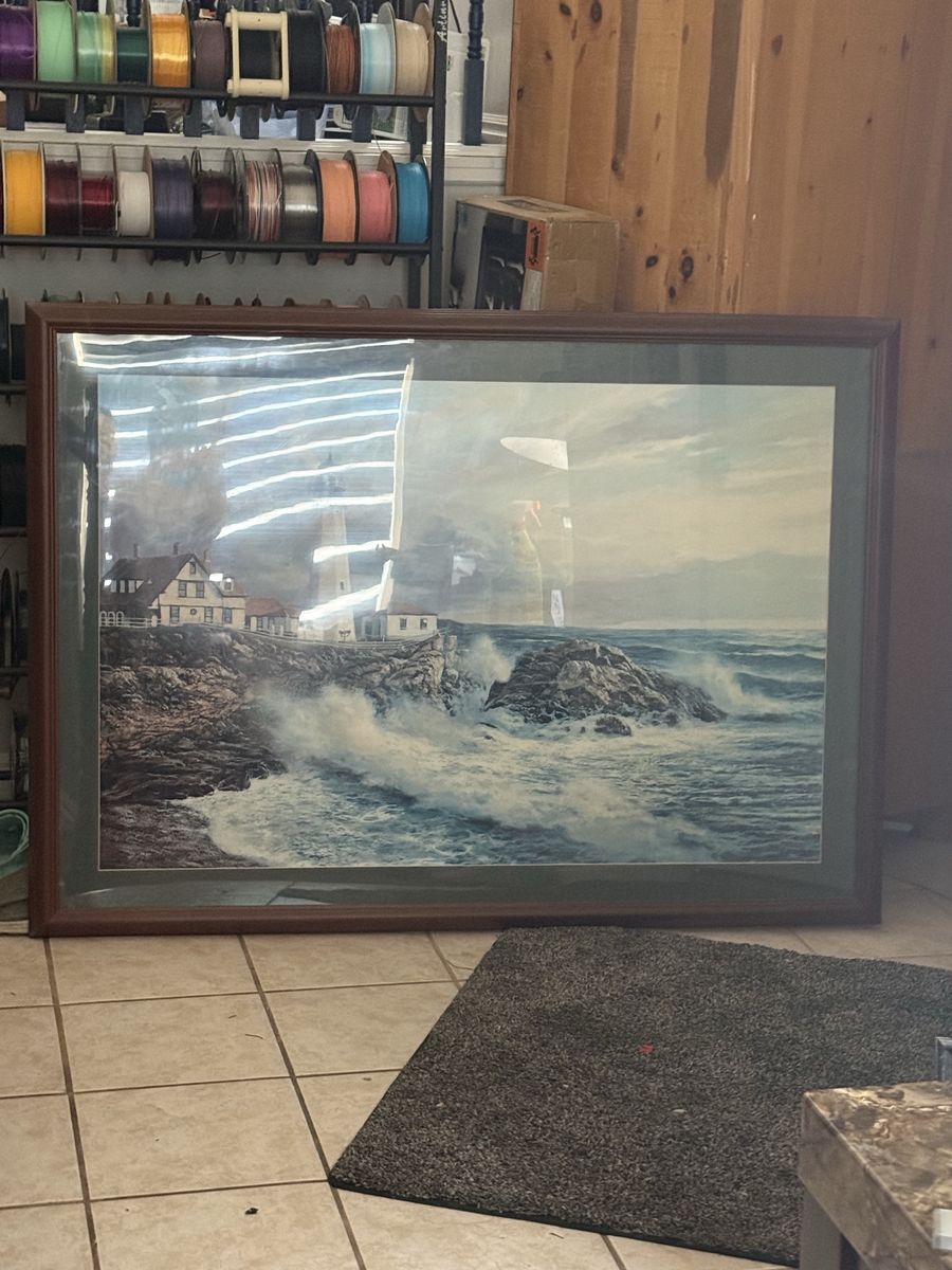 Lite house framed and matted picture