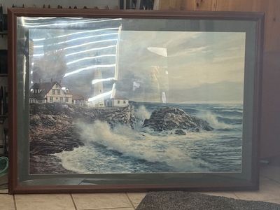 Lite house framed and matted picture