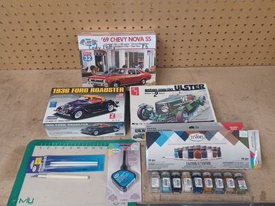 Model cars, paint and accessories