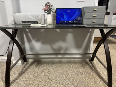 Large Glass Top Desk
