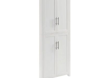 Crosley Furniture Savannah Traditional Corner Pantry Storage Cabinet with Shelves, Kitchen, Dining, Laundry, White