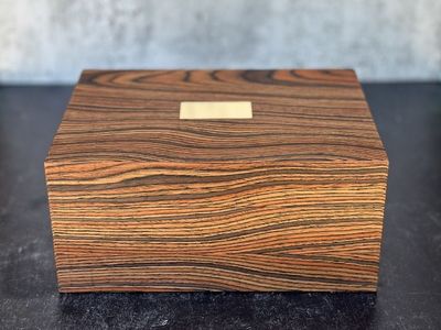 Decorative Zebrawood Hinged Wood Keepsake Box – 10 × 7.5 × 5