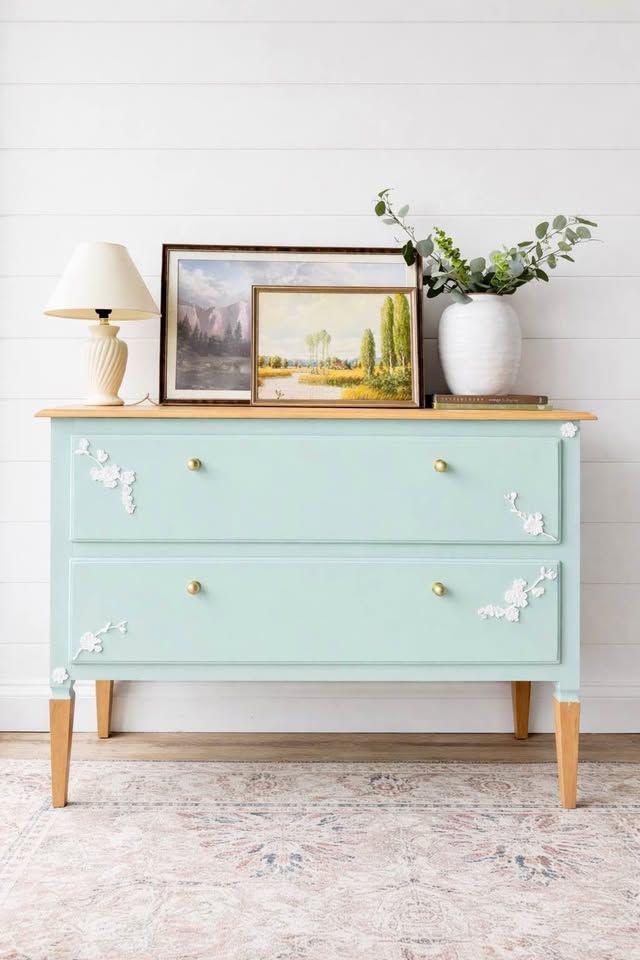 Vintage Solid Wood Drexel 2 Drawer Buffet Console Dresser | Vintage Drexel Buffet | Vintage Buffet