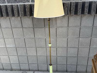 Vintage Art Deco Brass and Uranium Glass Floor Lamp - Base Glass is Broken