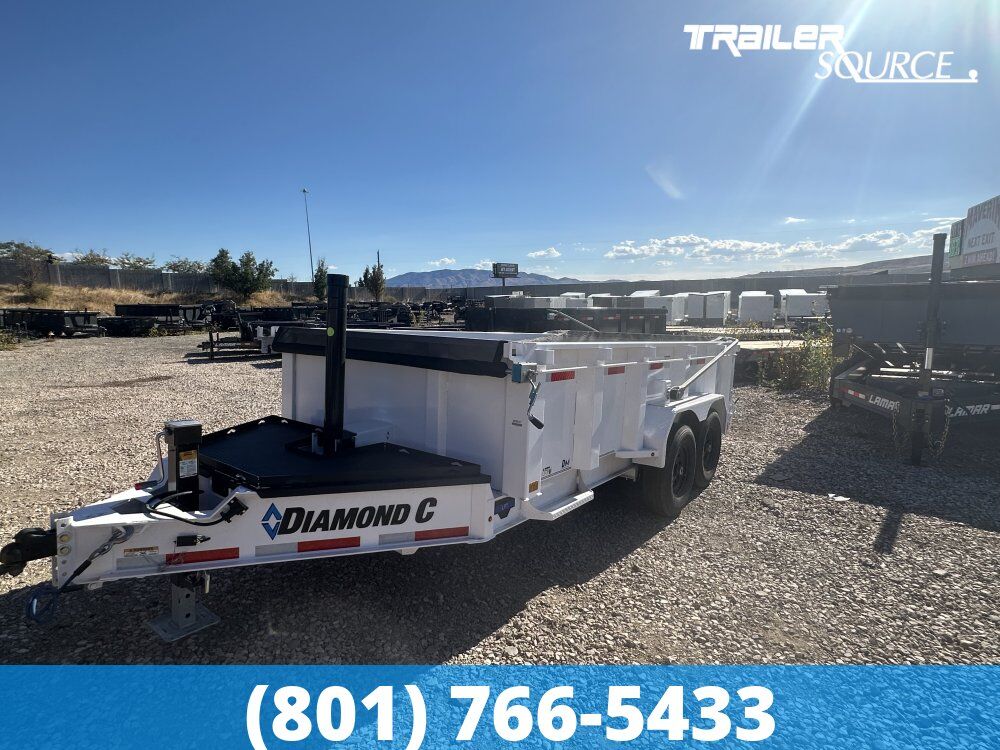 7x14 Diamond C LPT 207 Dump Trailer - 32" Sides - 15.5K GVWR - 14 Ply Tires, Long Arm Tarp