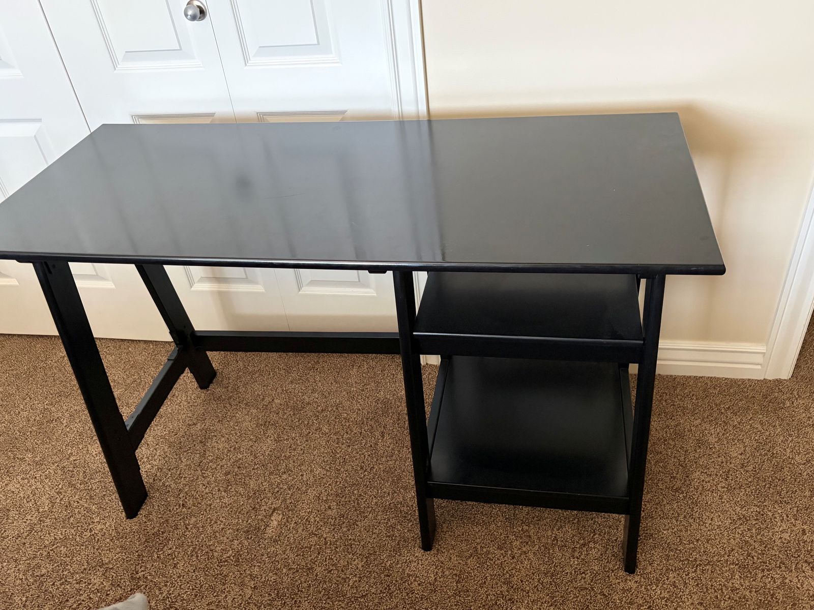 Black desk with shelves