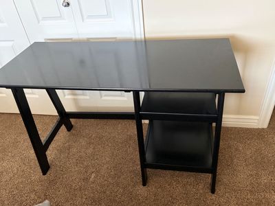 Black desk with shelves