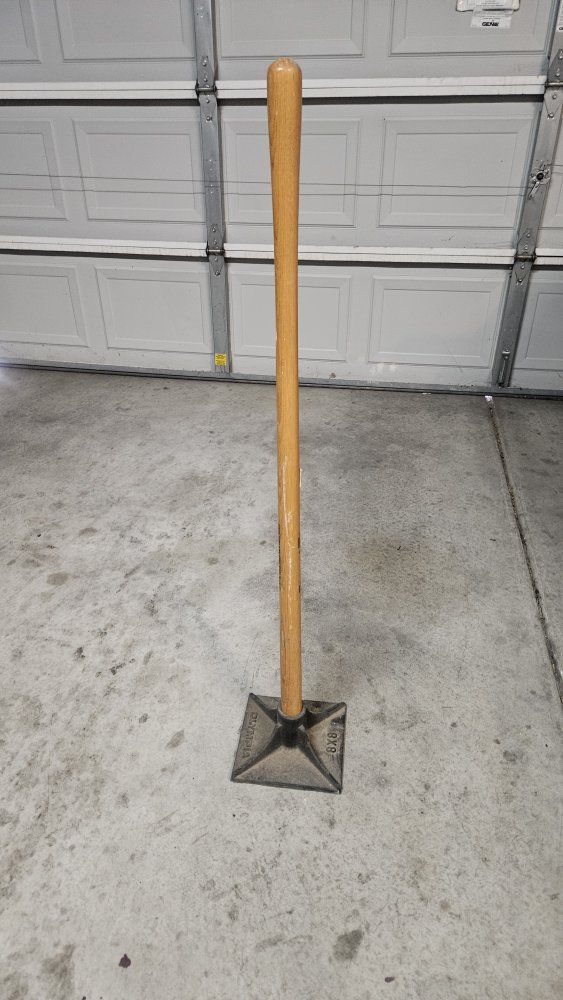 Olympia 8x8 Cast Iron Ground Tamper with Wooden Handle