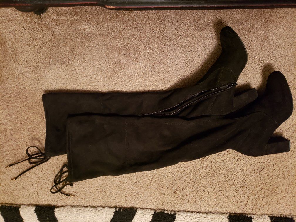 Size 6 Over-Knee Microsuede Boots