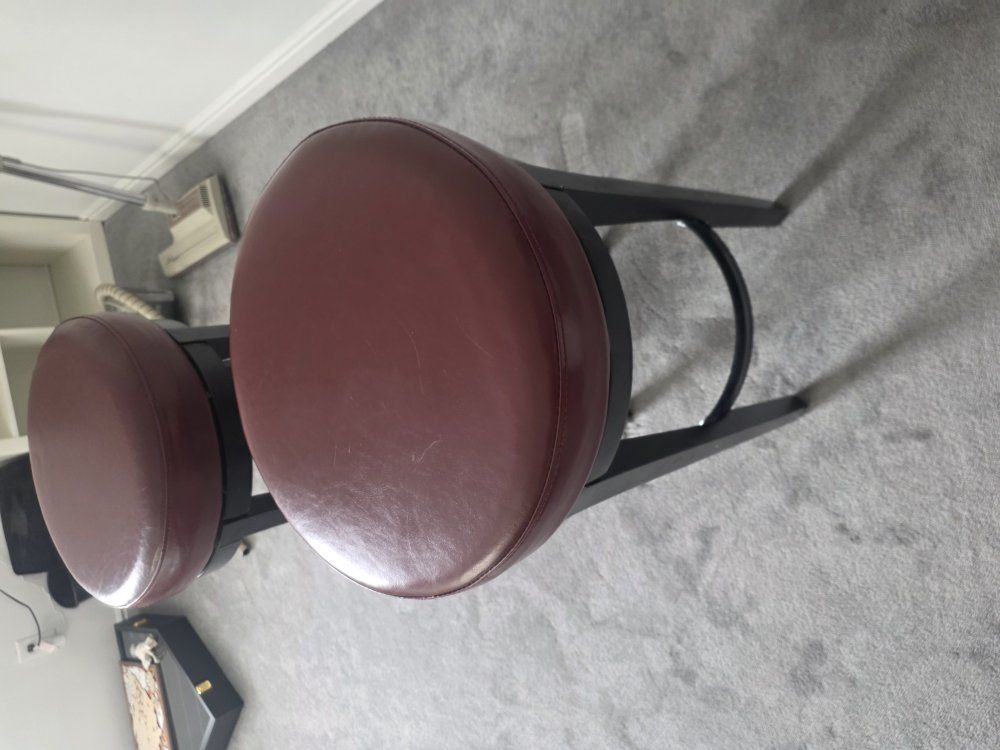 2 Red Leather Barstools