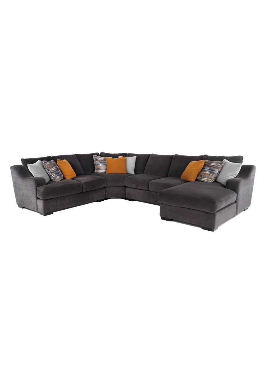 RC Willey Challenger Gray Sectional Sofa with Ottoman