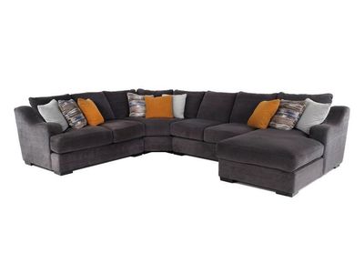 RC Willey Challenger Gray Sectional Sofa with Ottoman